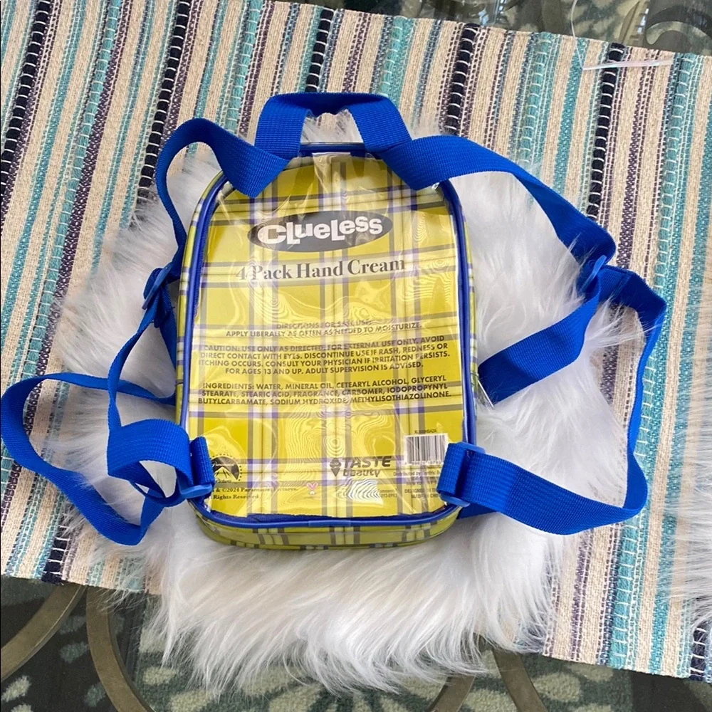 New Clueless Blue Plaid Backpack with Hand Cream Set